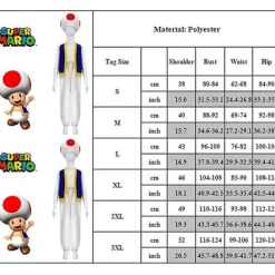 unbranded Vuxen Super Mario Bros 2 Toad Cosplay Party Kostym Toppar + Byxor + Hatt Outfit Set Presenter><noscript><img width=