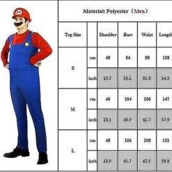 Vuxen Super Mario och Luigi Maskeraddräkt Rörmokare Bröder Halloween Kostym S> Dräkter