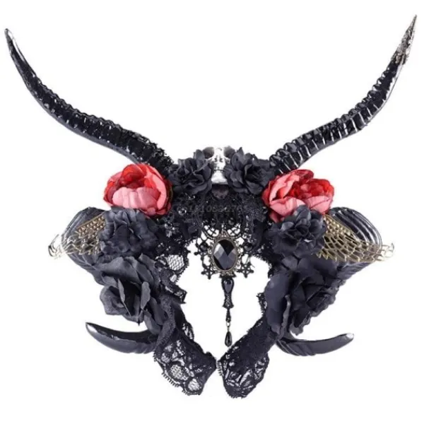 Vuxna Barn Demon Fårhorn Hårband Blomma Dekor Halloween Jul Kostym Cosplay Party Tillbehör> Huvudbonader