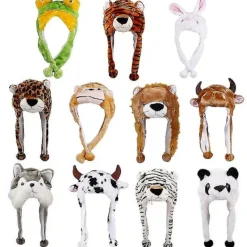 Vuxna barn vinter söt plysch djur karaktär mössa hatt med pom pom ändar långa remmar rolig plysch leksak öronlapp mössa cosplay Rabbit> Huvudbonader