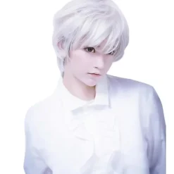 Vuxna Män Kille Peruk Kort Pojkband Peruk Vit Kort Perfekt><noscript><img width=