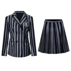 Wednesday Addams Kostym Nevermore Academy Barn Vuxen Uniform Klänning Kostym Cosplay Endast Peruk One Size One Size><noscript><img width=