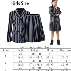 Wednesday Addams Kostym Nevermore Academy Barn Vuxen Uniform Klänning Kostym Cosplay Endast Peruk-FF- One Size><noscript><img width=
