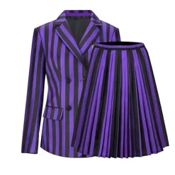 Wednesday Addams Kostym Nevermore Academy Barn Vuxen Uniform Klänning Kostym Cosplay Endast Peruk-FA- One Size><noscript><img width=
