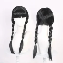 Wednesday Addams Kostym Nevermore Academy Barn Vuxen Uniform Klänning Kostym Cosplay Endast Peruk{FY} One Size> Peruker