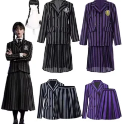 Wednesday Addams Nevermore Academy Cosplay Kostymset för Barn & Vuxna [JSR] Kids L(8-9Years)> Dräkter