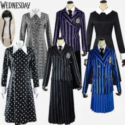 Wedneday Addam The Addam Family Nevermore Kotym Uniform et Kvinnokläder Wig 1> Peruker