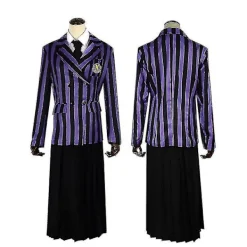 Wedneday Addam The Addam Family Nevermore Kotym Uniform et Kvinnokläder Wig 1><noscript><img width=