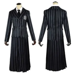 Wedneday Addam The Addam Family Nevermore Kotym Uniform et Kvinnokläder Wig 1><noscript><img width=
