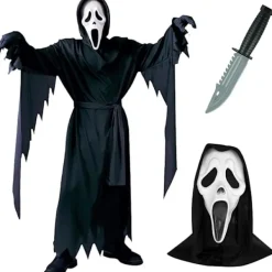 Weekcos Skräck Skrikande Spökkostym för Vuxna och Barn, Halloween Cosplay Festkostym med Skrikmask, Karnevalskostymer för Halloween M Karneval> Dräkter