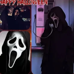 Weekcos Skräck Skrikande Spökkostym för Vuxna och Barn, Halloween Cosplay Festkostym med Skrikmask, Karnevalskostymer för Halloween M Karneval><noscript><img width=