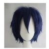 Wekity Unisex Anime Kort Cosplay Peruk Med Lugg Värmebeständigt Hår, Blå Svart> Peruker