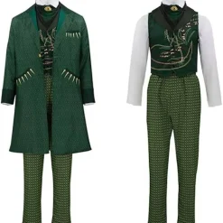 Wizard-kostym för män Wick Witch Cosplay Gotisk Medeltida Oz Jacka Grön Kappa Halloween Warlock Uniform S> Dräkter