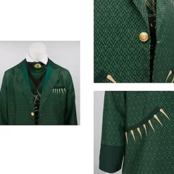 Wizard-kostym för män Wick Witch Cosplay Gotisk Medeltida Oz Jacka Grön Kappa Halloween Warlock Uniform S><noscript><img width=