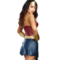 Wonder Woman-dräkt kompatibel med vuxna kvinnor DC Comics superhjälte-outfit Halloween-karneval cosplay-festkläder komplett set S .CA><noscript><img width=