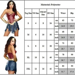 Wonder Woman-dräkt kompatibel med vuxna kvinnor DC Comics superhjälte-outfit Halloween-karneval cosplay-festkläder komplett set S .CA><noscript><img width=