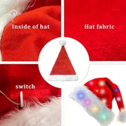 XHW Lysande Julhatt Tomtehatt Med LED-lampor Blinkande Tomtehatt för Vuxna och Barn Julklappar Tomtehatt Julhatt Julhelg><noscript><img width=