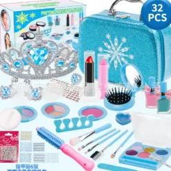 XJ-Sminkset för barn, flickor SDLOGAL 25 delars fodral, blått sminkset Bästa presenten till tjej -> Smink
