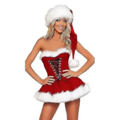 -2xl högkvalitativ dam julkostymer kostym julfest exig röd sammetsklänning Cosplay jultomten kostym outfit plus storlek S> Dräkter