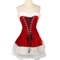-2xl högkvalitativ dam julkostymer kostym julfest exig röd sammetsklänning Cosplay jultomten kostym outfit plus storlek S><noscript><img width=