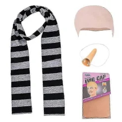 Yalisheng 4 st Minionerna Gru Cos Set Falsk Näsa Flintskallig Hätta Halloween Kostym Tillbehör Svart Grå Randig Halsduk Cosplay Set För Vuxen (FMY)> Tillbehör