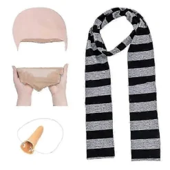 Yalisheng 4 st Minionerna Gru Cos Set Falsk Näsa Flintskallig Hätta Halloween Kostym Tillbehör Svart Grå Randig Halsduk Cosplay Set _Speciella gåvor | Fyndiq><noscript><img width=