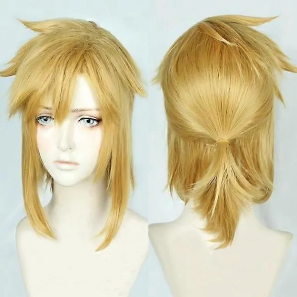 Zelda: Breath Of The Wild Link Cosplay Peruk Kort Gyllene Hästsvans Värmetålig Hårperuk + Peruknät> Peruker