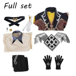 Zhongli Cosplay Genshin Impact Cosplay Kostym Spel Zhong Li Peruk Kostym Uniform Anime Kläder Män Halloween Party Kostym-Perfekt XL><noscript><img width=