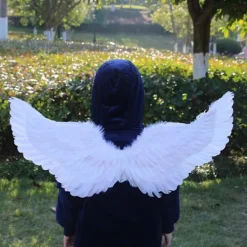 ZHOUBA Ängel Fjäder Vingar med Elastiska Band Ljus Färg Kostym Cosplay Vingar Fotorekvisita_Kvalitetsgåva Black White><noscript><img width=